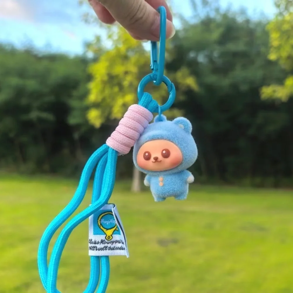 Cute Lububu Style Keychain with Blue Accents